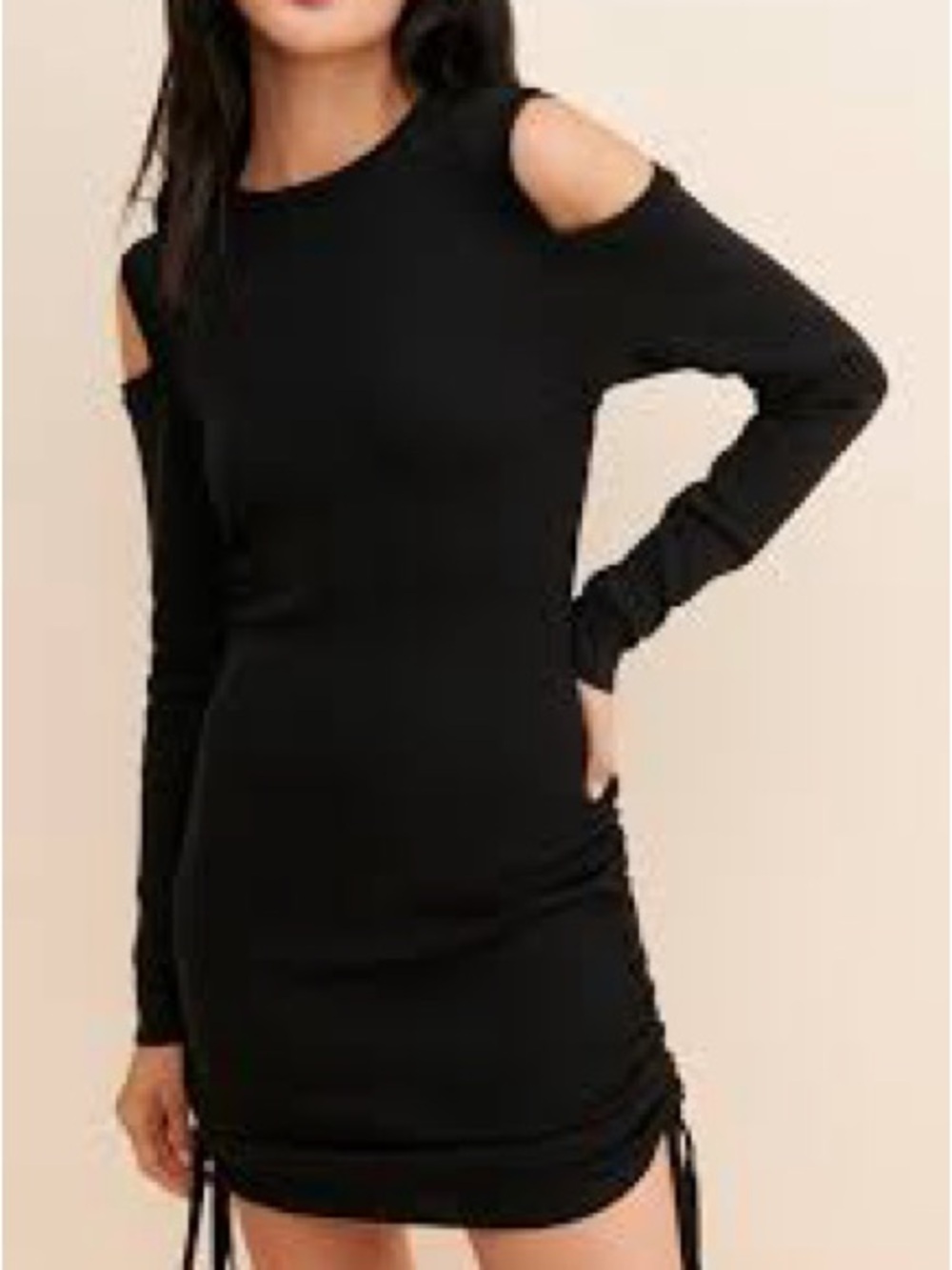 LIONESS Cold-Shoulder Long Sleeve Bodycon Dress - Black